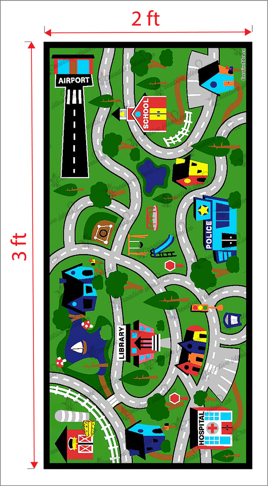 kids car playing sheet mat children brain and physical activity water proof 3ft x 2ft