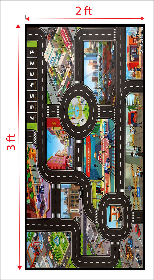 Educational Car play sheet Mat for Toy Cars